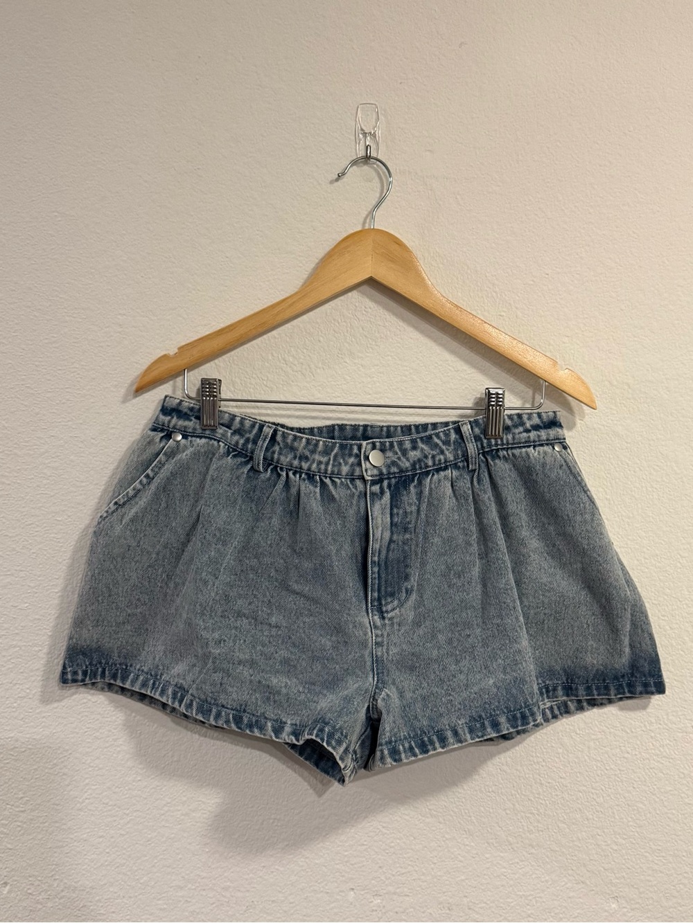 Le Lis Washed Light Blue Denim Shorts